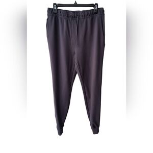 Apana Women's Gray Drawstring Track Jogger Athleisure Pants with Tapered Fit L